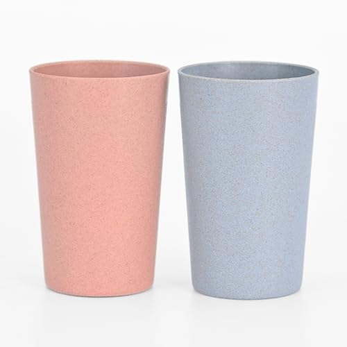 Eha Earth-Friendly Unbreakable Drinking Glass Set of 2 for Water and Juice | 250 ml Each | Tumblers Made with Rice Husk & Bamboo Fibers | Microwave Safe | for Hot & Cold | Inno-Azure - Image 1