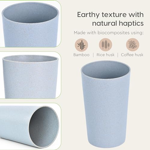 Eha Earth-Friendly Unbreakable Drinking Glass Set of 2 for Water and Juice | 250 ml Each | Tumblers Made with Rice Husk & Bamboo Fibers | Microwave Safe | for Hot & Cold | Inno-Azure - Image 5