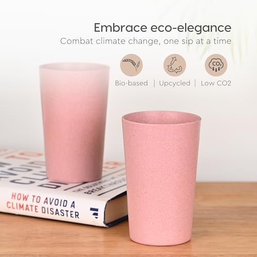 Eha Earth-Friendly Unbreakable Drinking Glass Set of 2 for Water and Juice | 250 ml Each | Tumblers Made with Rice Husk & Bamboo Fibers | Microwave Safe | for Hot & Cold | Inno-Azure - Image 3