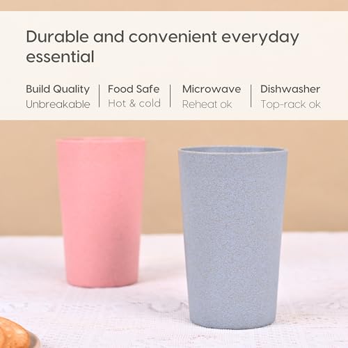 Eha Earth-Friendly Unbreakable Drinking Glass Set of 2 for Water and Juice | 250 ml Each | Tumblers Made with Rice Husk & Bamboo Fibers | Microwave Safe | for Hot & Cold | Inno-Azure - Image 4