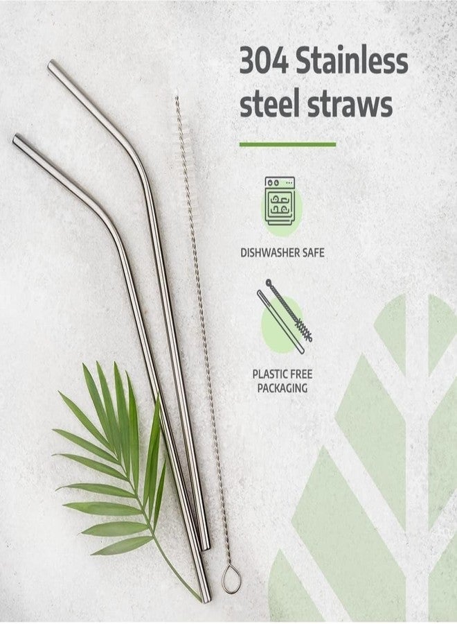 LUMINI Stainless Steel Straw Reusable BPA-Free Dishwasher Safe Drinking Straws | 4 Bent Straws and 1 Cleaning Brush - Set of 5 (Silver - Image 4