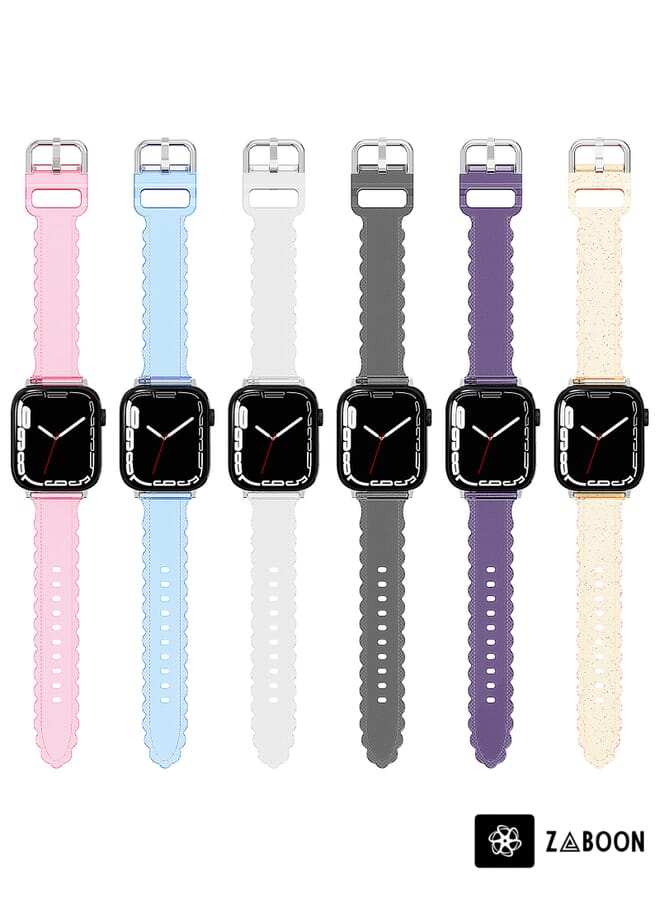 Zaboon Replacement Band For Apple Watch SE 40mm Diamond Texture Lace Clear TPU - Image 4