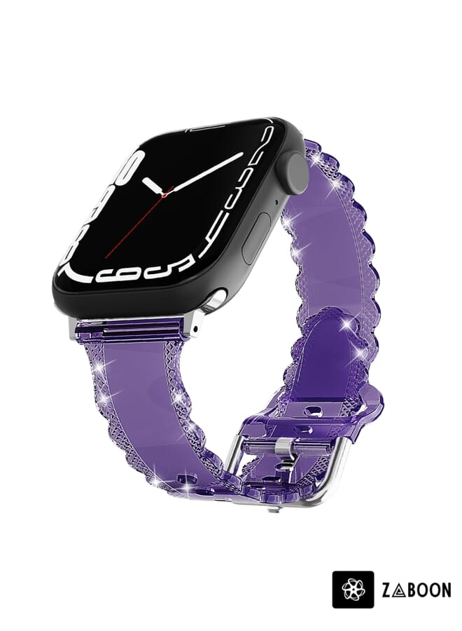 Zaboon Replacement Band For Apple Watch SE 40mm Diamond Texture Lace Clear TPU - Image 1