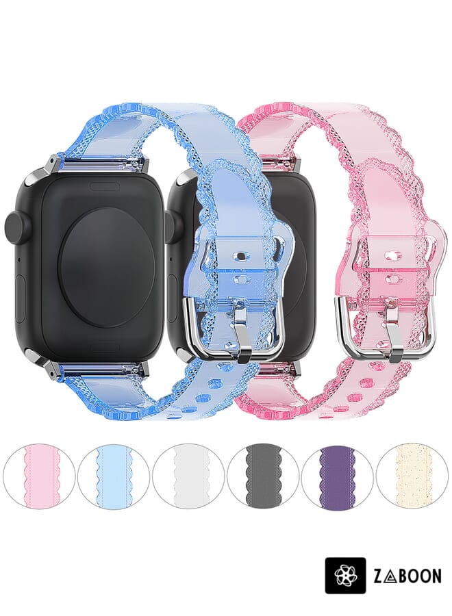 Zaboon Replacement Band For Apple Watch SE 40mm Diamond Texture Lace Clear TPU - Image 2