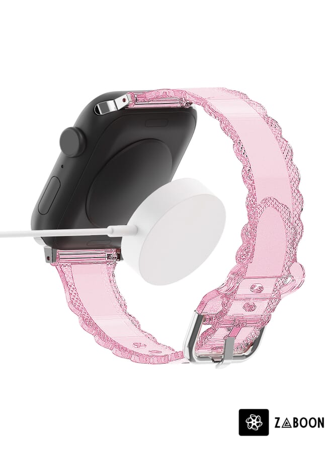 Zaboon Replacement Band For Apple Watch SE 40mm Diamond Texture Lace Clear TPU - Image 5