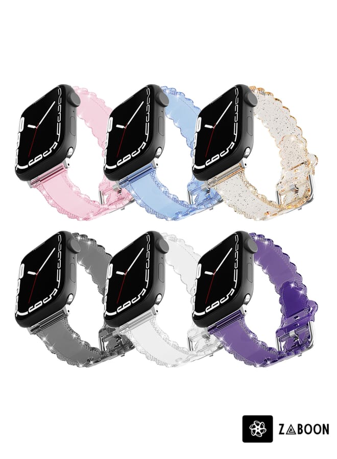 Zaboon Replacement Band For Apple Watch SE 40mm Diamond Texture Lace Clear TPU - Image 3