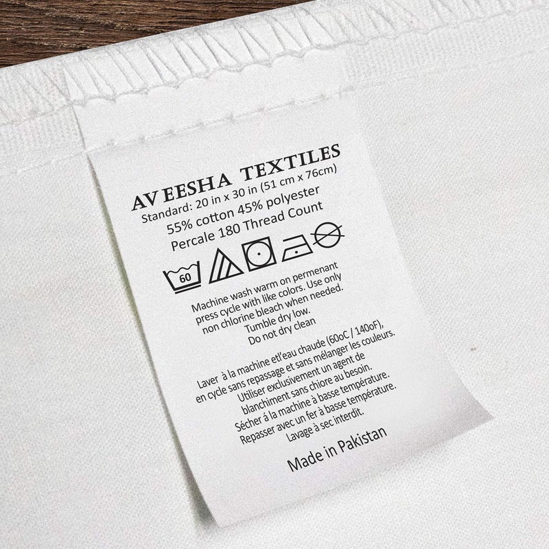 Aveesha أكياس وسائد بولي قطن من أفيسا - 12 حبة - أكياس وسائد بيضاء - 180 خيط نسج بيركال - مثالية للاستخدام في المنزل والفنادق والمستشفيات (ملكة 20" × 30") - Image 5