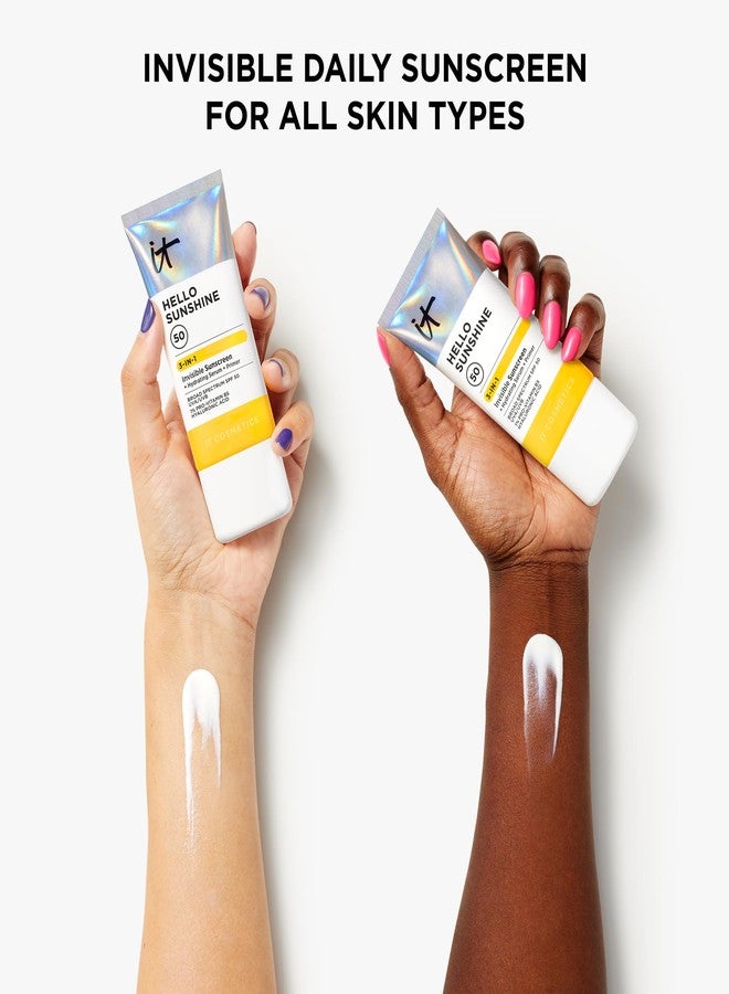 IT Cosmetics Hello Sunshine Invisible Sunscreen for Face SPF 50 - Sunscreen, Hydrating Serum & Makeup Primer - 1% Pro-Vitamin B5 & Hyaluronic Acid - HSA/FSA Eligible - No White Cast - 2.7 fl oz - Image 5