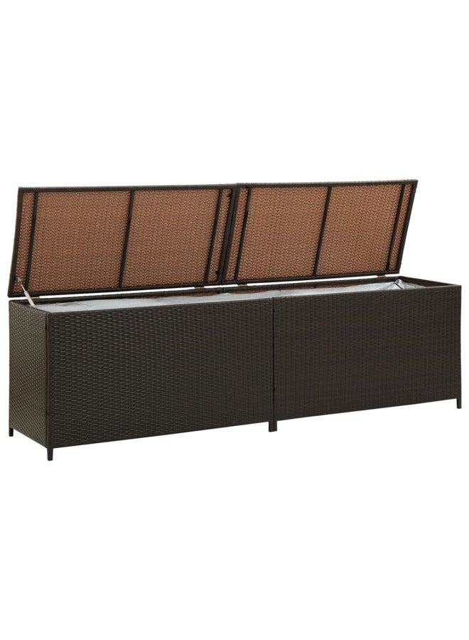 فيداكسل vidaXL صندوق تخزين للحديقة بولي روطان 200×50×60 سم بني - Image 4