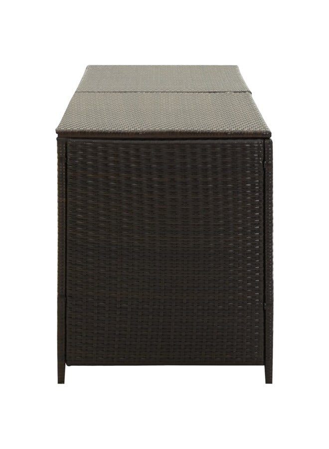 فيداكسل vidaXL صندوق تخزين للحديقة بولي روطان 200×50×60 سم بني - Image 3