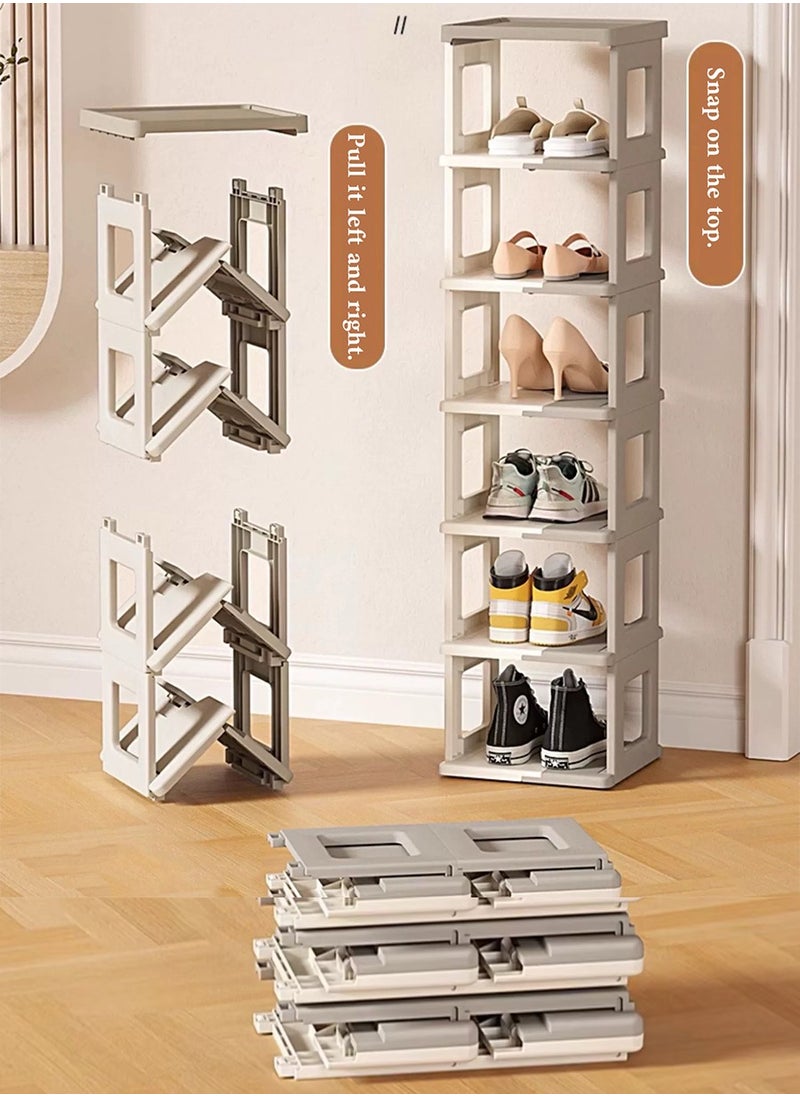 4-Tier Foldable Shoe Rack with Ventilated Panels - Space Saving Plastic Organizer for Entryway, Closet & Small Spaces