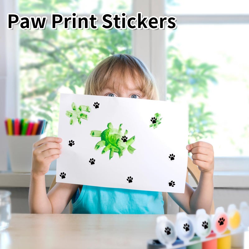 Yeachlaing Paw Stickers, 2000 Pcs 0.5 Inch Clear Puppy Dog, Black Bear Paw Prints Self-Adhesive Sticker Roll - Image 3