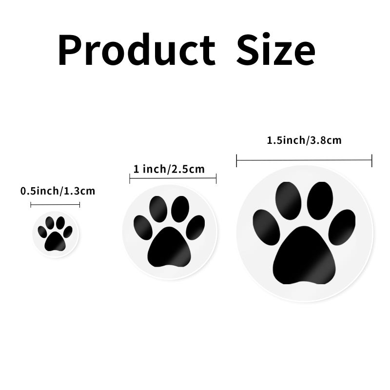 Yeachlaing Paw Stickers, 2000 Pcs 0.5 Inch Clear Puppy Dog, Black Bear Paw Prints Self-Adhesive Sticker Roll - Image 2