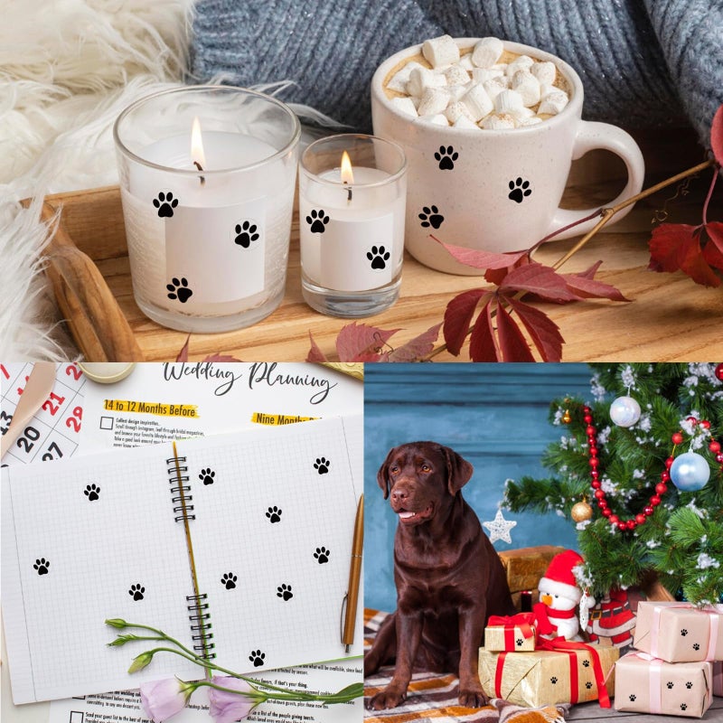 Yeachlaing Paw Stickers, 2000 Pcs 0.5 Inch Clear Puppy Dog, Black Bear Paw Prints Self-Adhesive Sticker Roll - Image 5