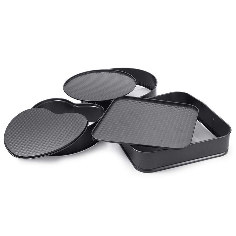 MD Shop Multiple Coated NonStick Spring Metal Cake Mould Set Black Cake Mould Pan Set Baking Tray Removable Cake Cake Turn Table Heart Round Square Shape - Image 3