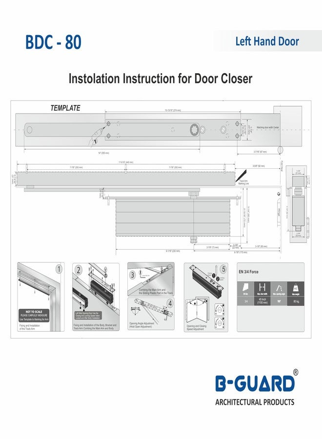 B-GUARD Concealed Automatic Door Closer with Double Speed for Heavy Door I Aluminium I Wooden & Metal Door Capacity 40 to 100Kg I Door Panel Upto 900mm 5 lakh Cycle Tested (BDC-80-Silver) - Image 3