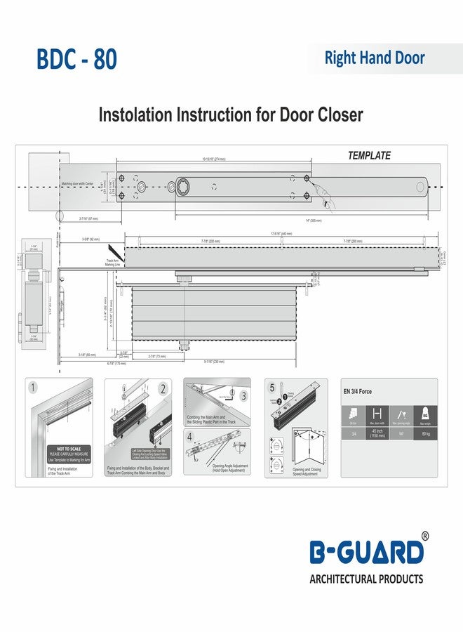 B-GUARD Concealed Automatic Door Closer with Double Speed for Heavy Door I Aluminium I Wooden & Metal Door Capacity 40 to 100Kg I Door Panel Upto 900mm 5 lakh Cycle Tested (BDC-80-Silver) - Image 4