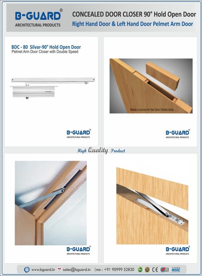 B-GUARD Concealed Automatic Door Closer with Double Speed for Heavy Door I Aluminium I Wooden & Metal Door Capacity 40 to 100Kg I Door Panel Upto 900mm 5 lakh Cycle Tested (BDC-80-Silver) - Image 2