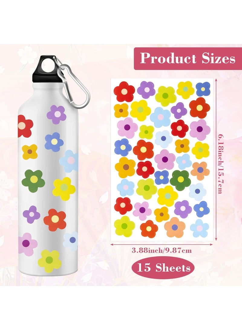 SOLARAE 100 Sheets Small Flower Laptop Stickers, Mini Flower Stickers for Scrapbooking, for Water Bottle, Tiny Boho Flower Stickers Self-Adhesive Flower Decal Vinyl Flower Pastel Stickers Aesthetic - Image 3