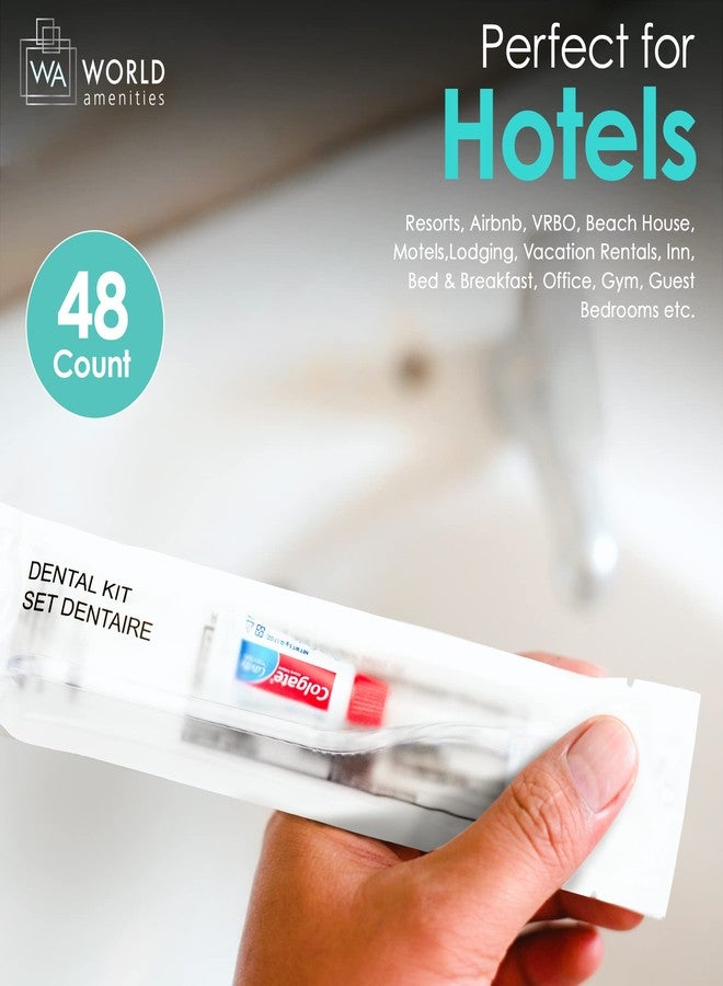 World Amenities - Bulk Disposable Dental Kit Bundle with Toothbrush and Toothpaste | 48 Count | Individually Wrapped - Travel Size Toiletries, Guest Hotel Amenities - Image 2