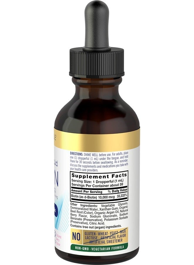 Carlyle البيوتين السائل 10000 ميكروجرام 2 أونصة | قطرات جل ذات قوة إضافية | نباتي، غير معدّل وراثيًا، مكمل غذائي خالٍ من الغلوتين - Image 2