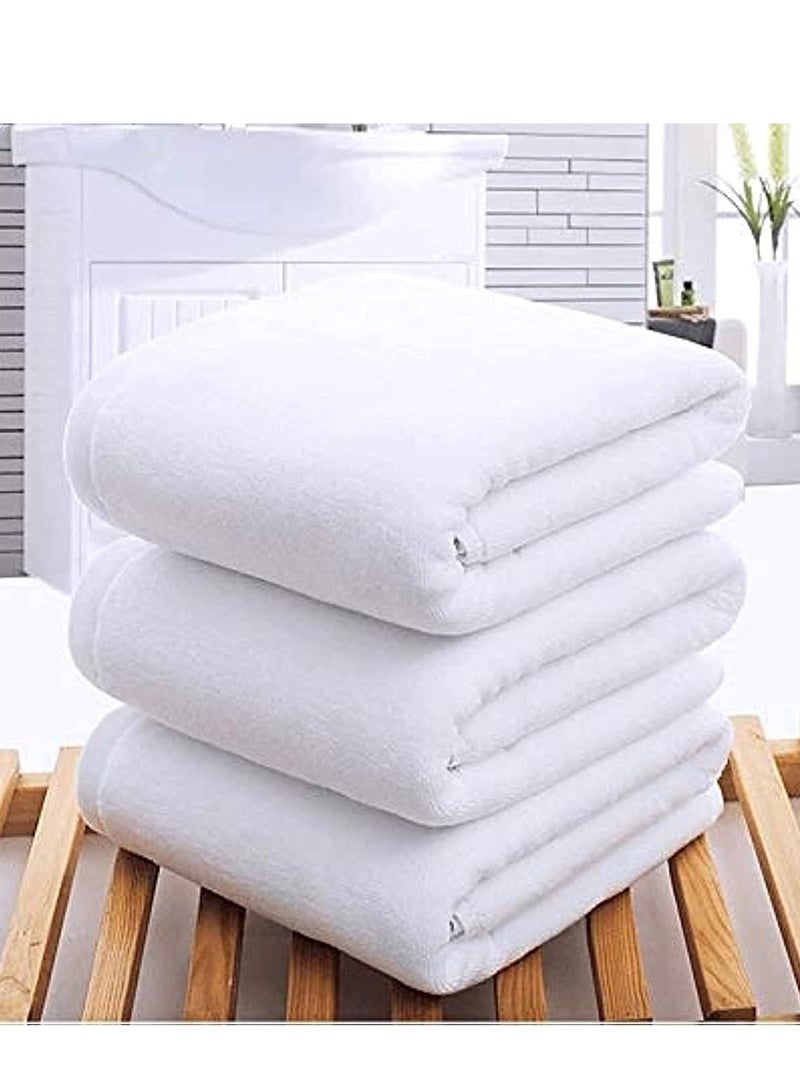 1Chase Set of 3 - 70x140 CM Premium Bath Towel 650 GSM , White - Image 1