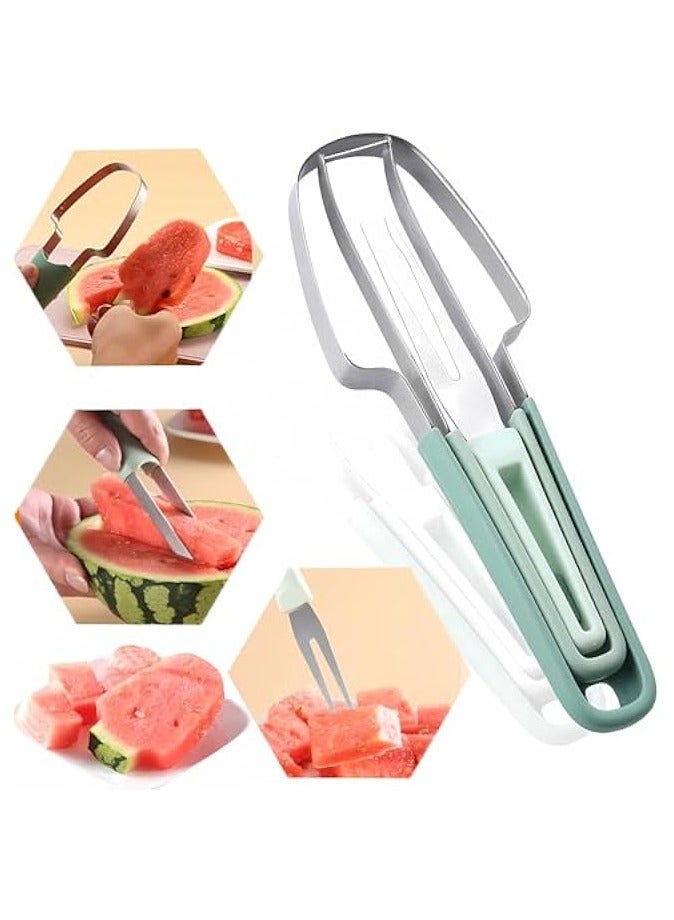 erorex Watermelon Cutter Slicer Tool,3-in-1 Stainless Steel Watermelon Cutter Watermelon Popsicle Cutter Watermelon Fork Fruit Cutting Tool for Kitchen Utility Gadgets - Image 1