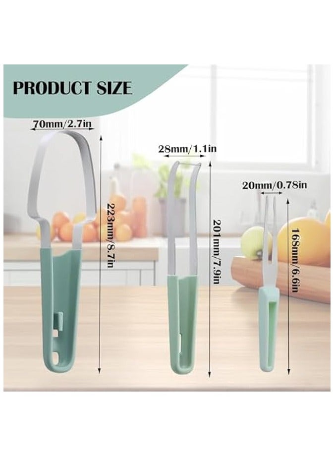 erorex Watermelon Cutter Slicer Tool,3-in-1 Stainless Steel Watermelon Cutter Watermelon Popsicle Cutter Watermelon Fork Fruit Cutting Tool for Kitchen Utility Gadgets - Image 4