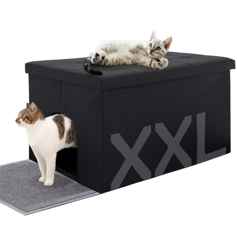 MEEXPAWS Cat Litter Box Enclosure Furniture Hidden Cat Washroom Bench Storage Cabinet Extra Large 354 x 197 x 197 Dog Proof Waterproof InsideEasy Clean Easy Assembly Odor Control