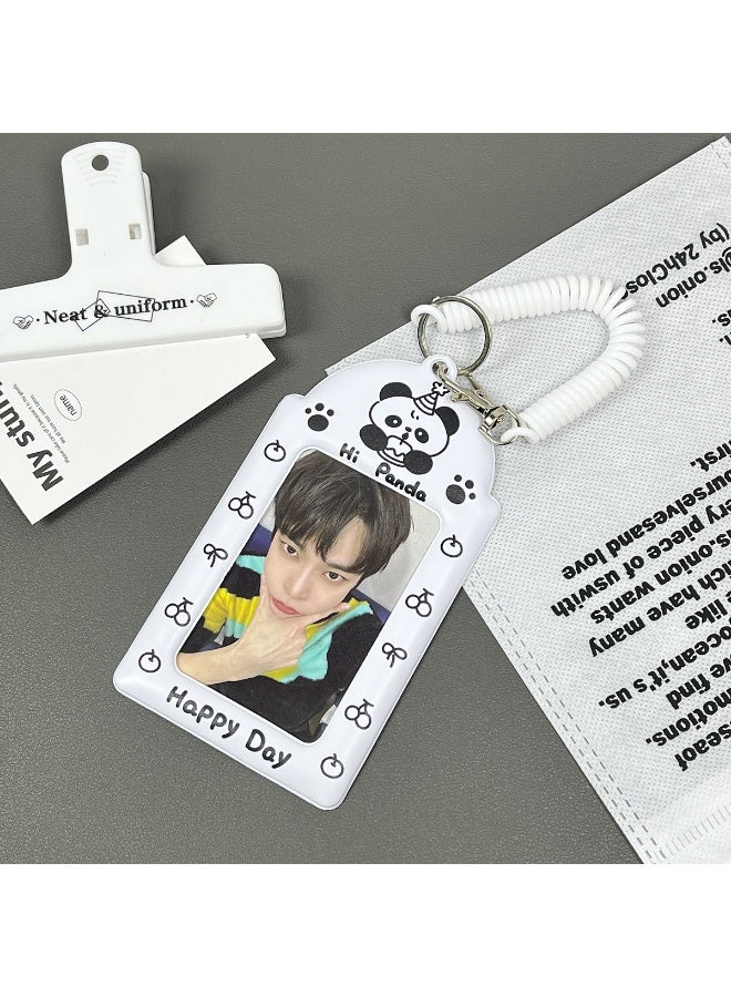 NIBEMINENT 1 - Piece Cute Animal-shaped Panda Kpop Photo Card Holder Pendant Key Chain ID Badge Holder ID Card Holder Photo Card Protector for School ID Office ID Access Card for Women Girls - Image 1