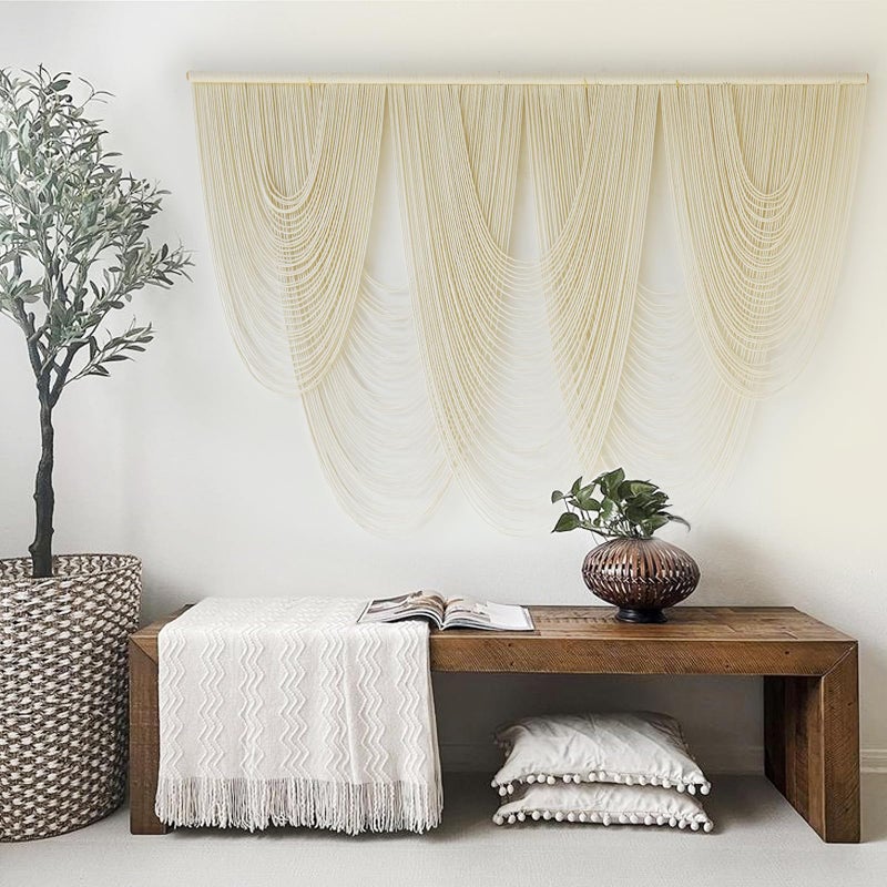 IOWER Macrame Wall Hanging Large Macrame Wall Decor Yarn Art 57" W x 41" L For Headboard Bedroom Living Room Craftsmanship Fiber Home Art - Image 3