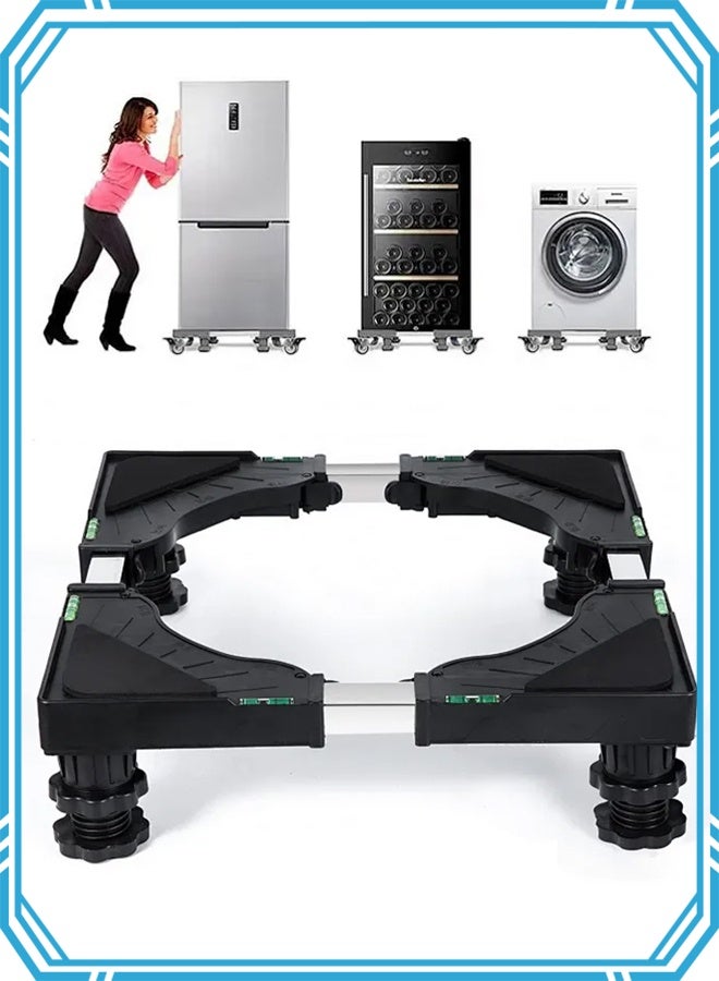 APEX Fridge Stand Universal Raised Base Adjustable Refrigerator Stands with 4 Strong Feet Washing Machine Pedestal Multi-Functional Bases for Dryer, Black - Image 1