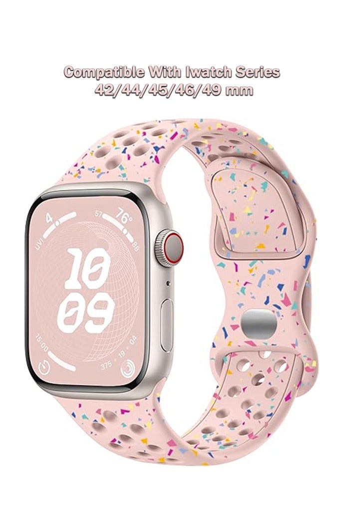 OLYSON Breathable Sport Band Compatible with Apple Watch Band 42mm 44mm 45mm 46mm 49mm for Women Men, Soft Eco-Friendly Silicone Band for iWatch Series 10/9/8/7/6/5/4/3/2/1 SE Ultra - Image 1