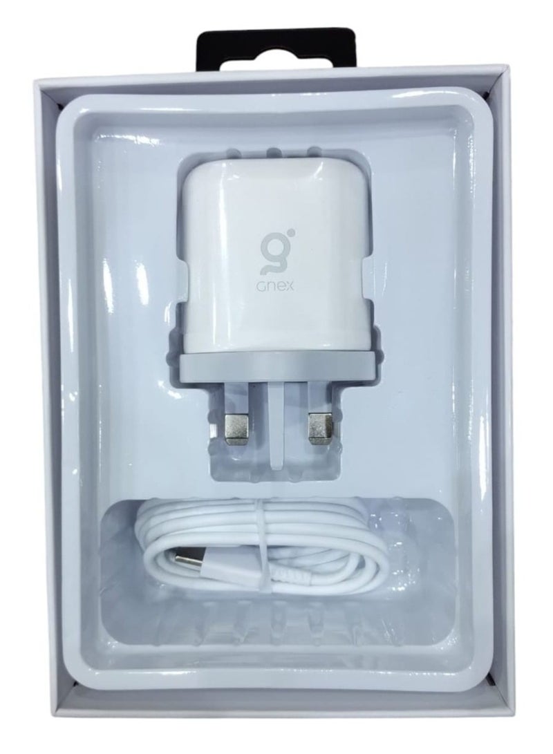 Gnex 45W Charger with USB Port, PD Port, and Type-C Charging Cable White - Image 2