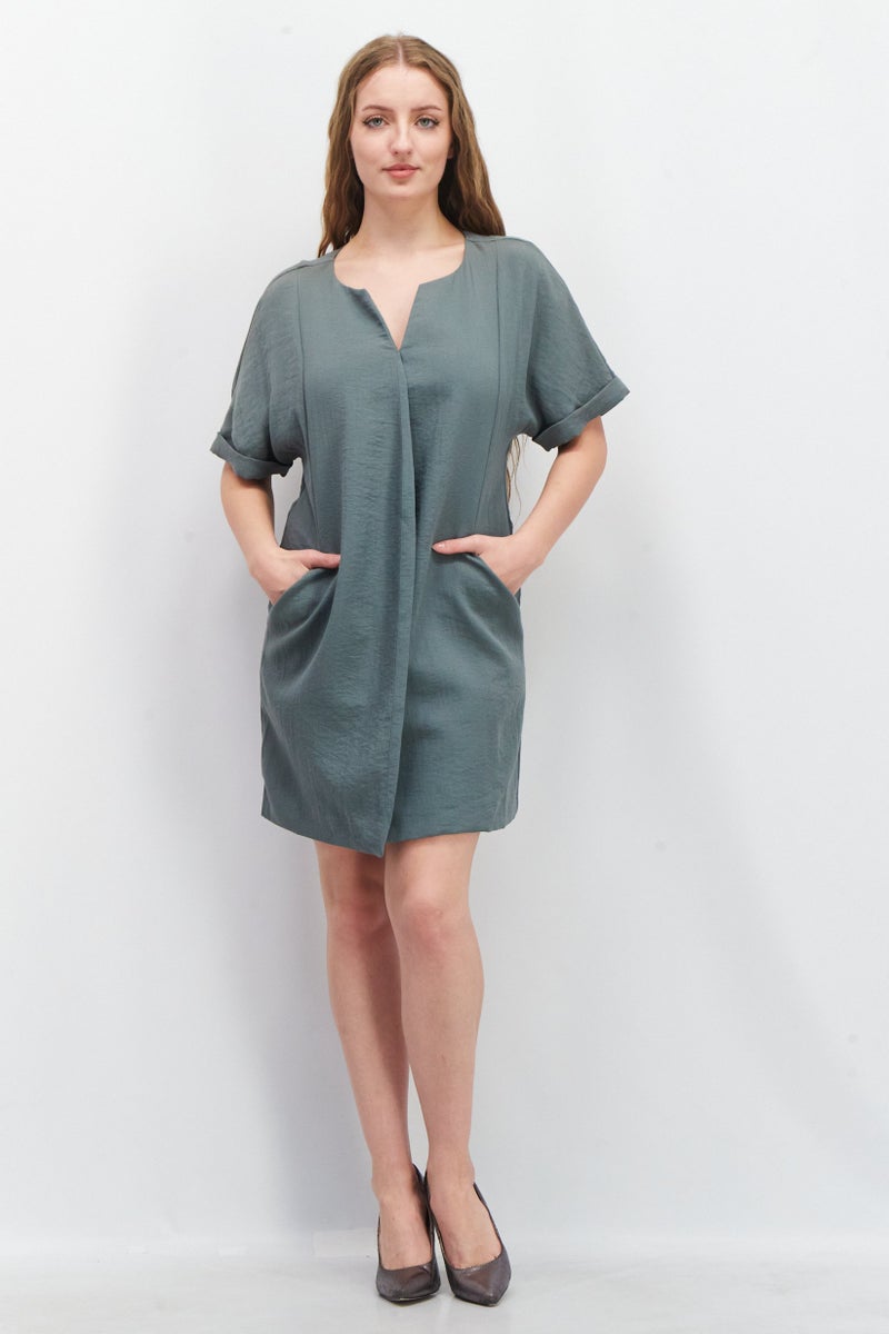 VERO MODA فستان ميني بسيط للنساء، أخضر مريمي - Image 3