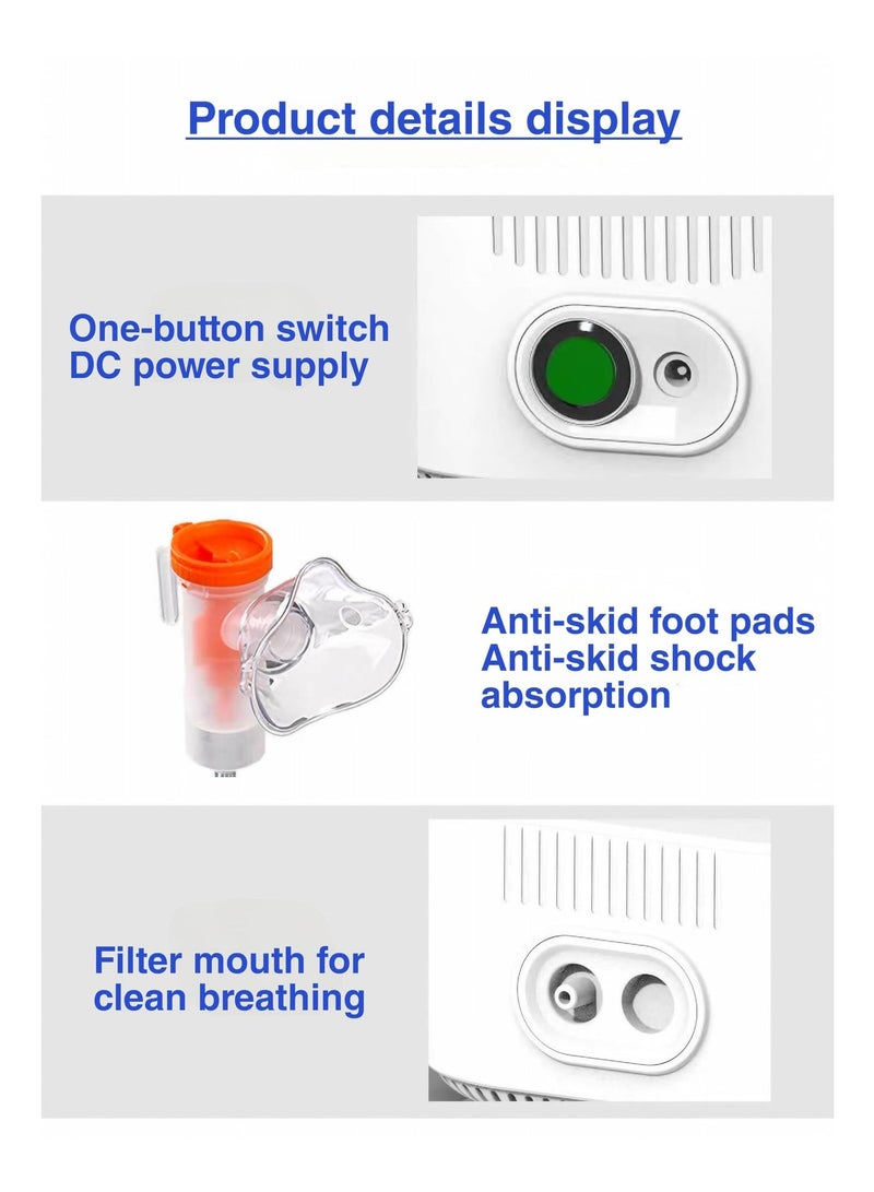 RUKYU Portable Medical Nebulizer Machine, Air Compression Atomizer with Filter, DC Power Supply, 6-8ML Capacity - Image 2