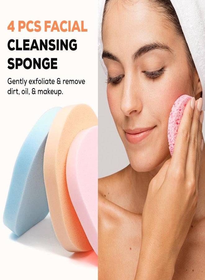Multibrite 4Pcs Reusable Facial Sponges, Makeup Remover Pads, Face Cleansing Pads, Cosmetic Spa Sponges for Deep Cleaner, Dirt, Oil & Makeup Removal, Facial Cleansing, for Daily Skincare Routine - Image 4