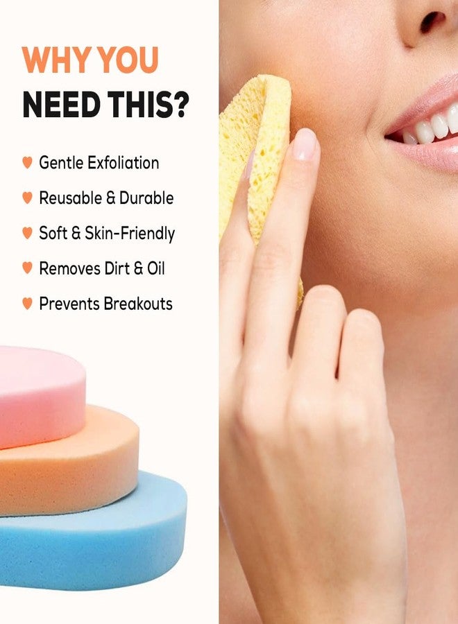 Multibrite 4Pcs Reusable Facial Sponges, Makeup Remover Pads, Face Cleansing Pads, Cosmetic Spa Sponges for Deep Cleaner, Dirt, Oil & Makeup Removal, Facial Cleansing, for Daily Skincare Routine - Image 2