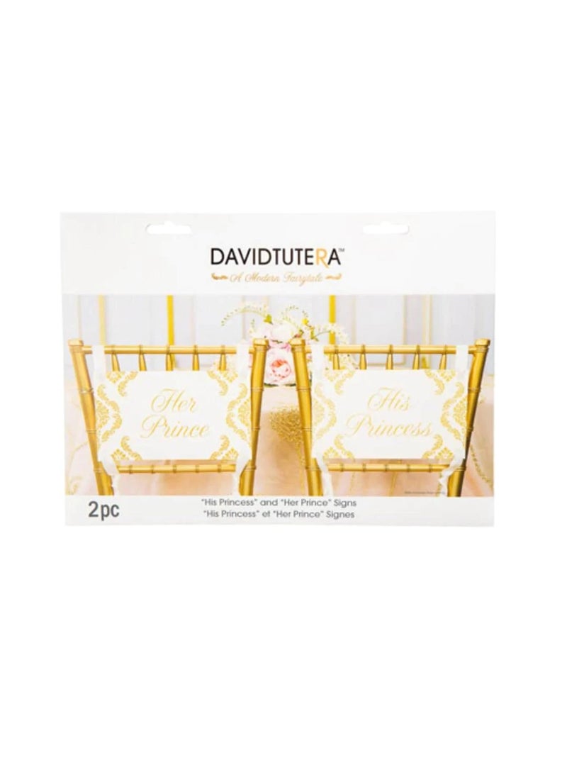David Tutera - His Princess Her Prince Chair Signs 11.5 x 7 inches 2 pieces - Image 1