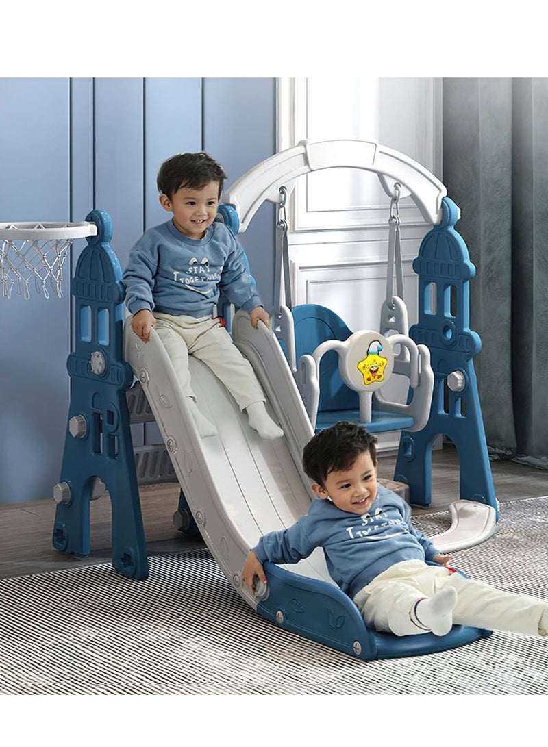 WALALLA Toddler Slide and Swing Set 4 in 1 Kids Climber Slide Set with Basketball and Toddler Swing Set for Indoors and Outdoors Playground Play Set - Image 1