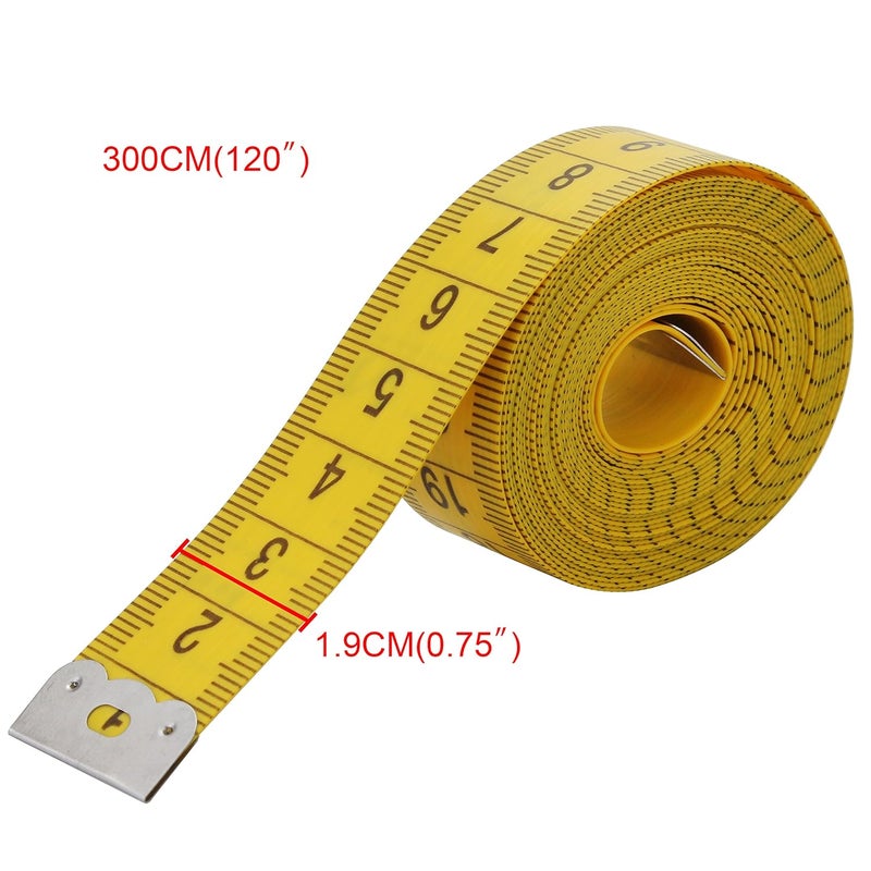 Wisdompro120-Inch(300cm) Soft Tape Measure for Sewing Tailor Cloth, Body Measurement - Indexed in Metric and Standard Units, Convenient 0.75 Inch Wide PVC Fiberglass Ruler - Yellow - Image 2