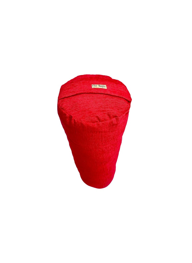 The Yogis The Yogis Yoga Bolster Filled with Cotton RemovableWashable Cotton Cover Reduced Stress on Spine Neck Pain Relief Red  - Image 3