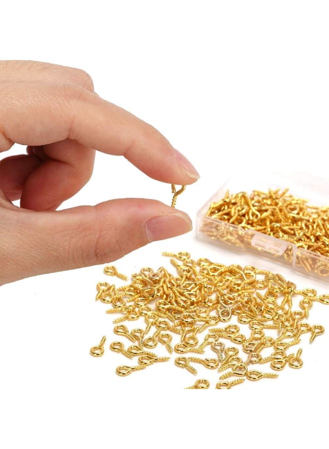 1000 Pcs Small Screw Eye Pins Hooks Eyelets Screw Threaded Mini Metal Hoop Peg Eye pins Hooks for Jewelry Making Findings DIY Resin Crafts, Cork Top Bottles (Silver & Gold) - Image 3