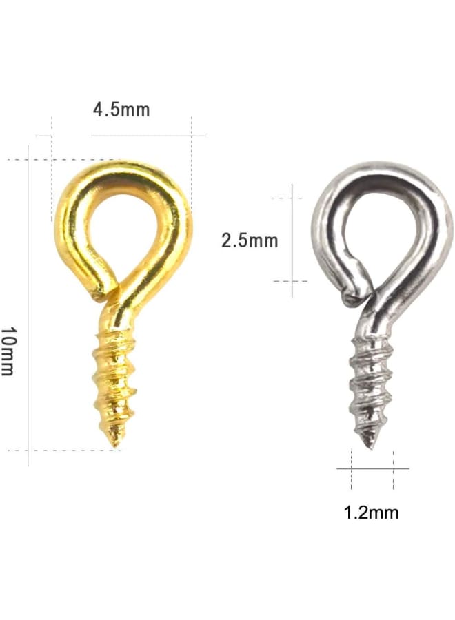 1000 Pcs Small Screw Eye Pins Hooks Eyelets Screw Threaded Mini Metal Hoop Peg Eye pins Hooks for Jewelry Making Findings DIY Resin Crafts, Cork Top Bottles (Silver & Gold) - Image 2