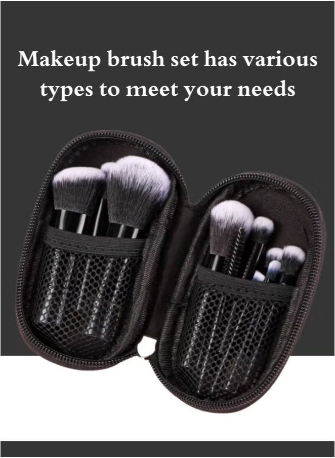 Makeup Brush Set, Easy Grip All-in-One Mini Makeup Brush Set with Brush Bag, 10 Brushes - Image 4