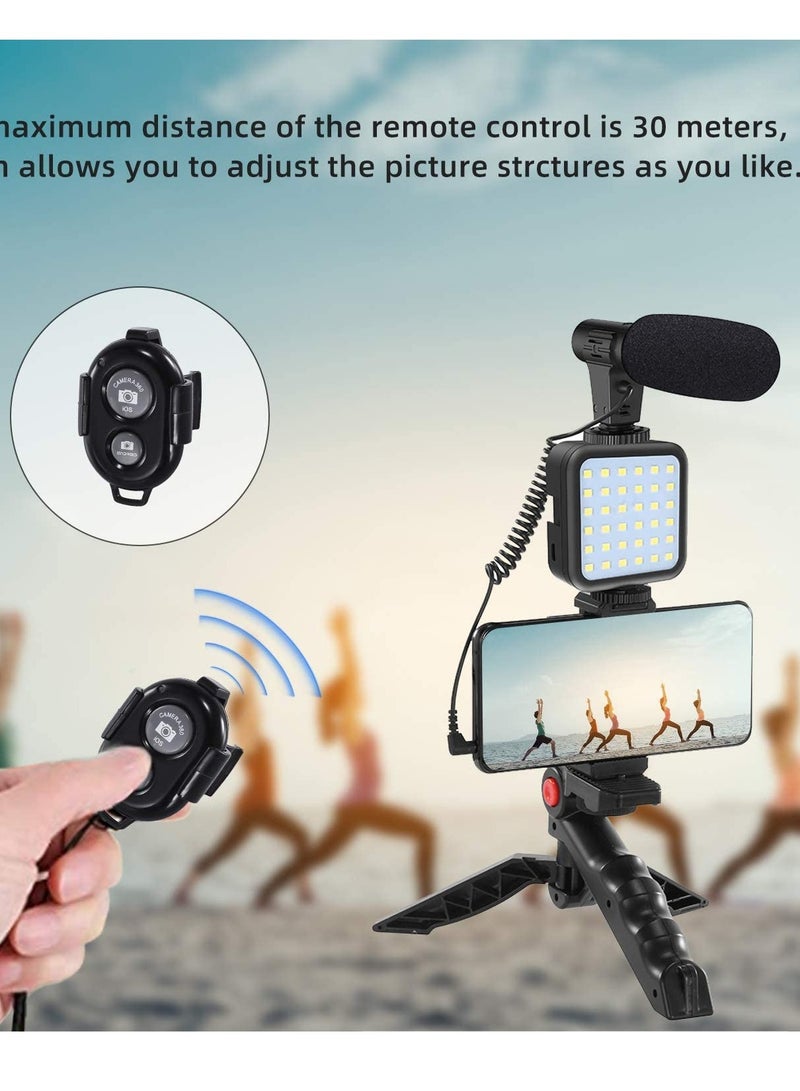ELTRAZONE Smartphone Vlogging Starter Video Recording Set with Fill Light, Microphone, Tripod and Phone Clip for YouTube/Tiktok/Instagram/Fitness Yoga  - Image 3