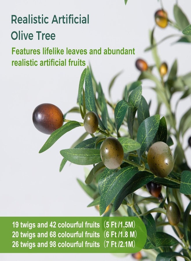 NOVAROOT Olive Trees Artificial Indoor, 5FT Tall Faux Olive Tree with Moss and Planter, Artificial Plants Indoor with Natural Wood Trunk and Lifelike Fruits, Fake Tree for Home Office Living Room Decor - Image 4