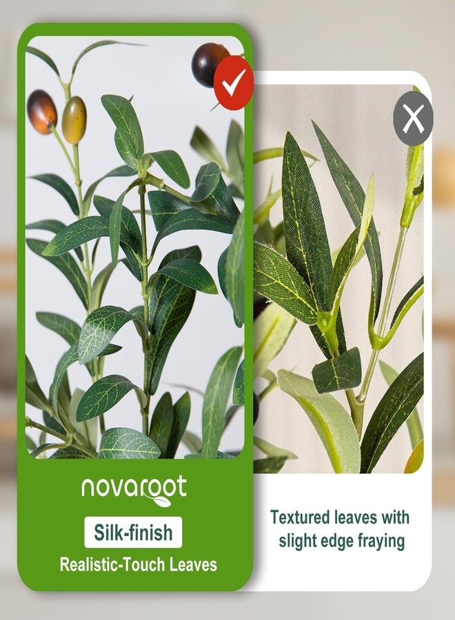 NOVAROOT Olive Trees Artificial Indoor, 5FT Tall Faux Olive Tree with Moss and Planter, Artificial Plants Indoor with Natural Wood Trunk and Lifelike Fruits, Fake Tree for Home Office Living Room Decor - Image 5