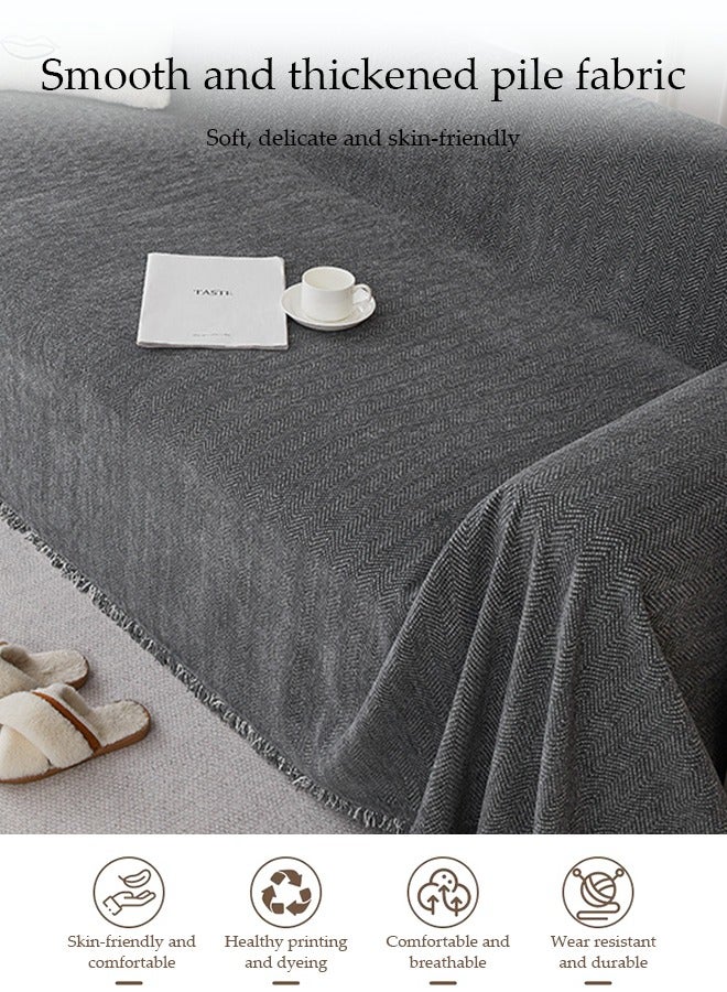DUNISO غطاء أريكة شينيير، غطاء حماية للأريكة من الجانبين، بطانية ناعمة قابلة للتنفس، مع خيوط، لا تتقشر بسهولة، مقاومة للاهتراء والخدوش، مناسبة لجميع الفصول، مناسبة لأرائك ذات مقعدين، 180 * 230 سم، رمادي - Image 3