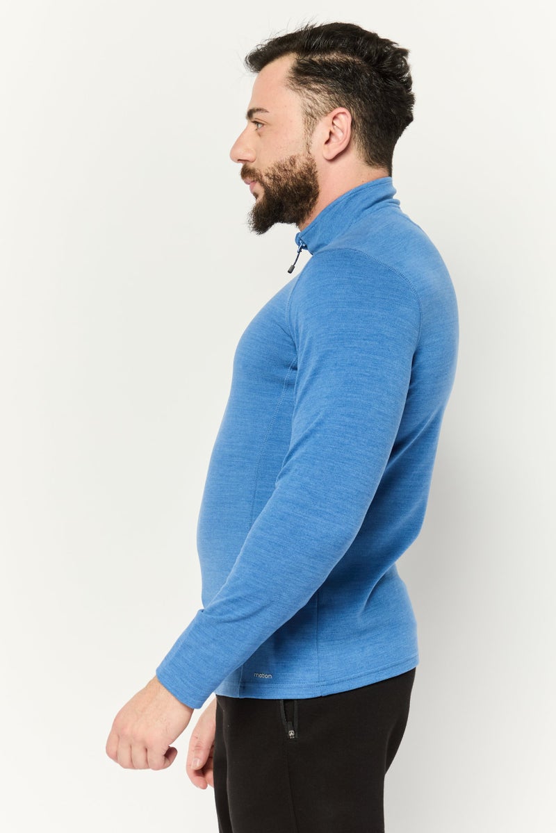 MOTION Men Sportswear Fit Long Sleeve Outdoor Sweatshirts, Blue  - Image 4